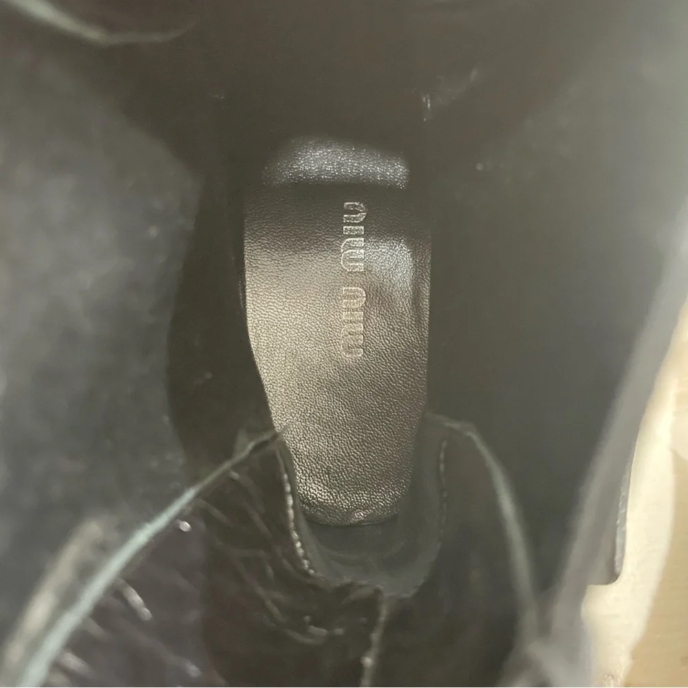 Miu Miu 5T652A Bisonte 2 Nero (Black) Women’s Biker Leather Boots Size 41 Buckle - Picture 12 of 16